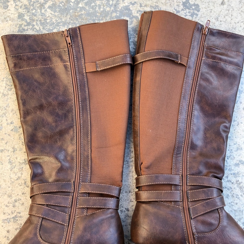Torrid Brown Faux Leather Riding Boots Size 9 W - Picture 6 of 8